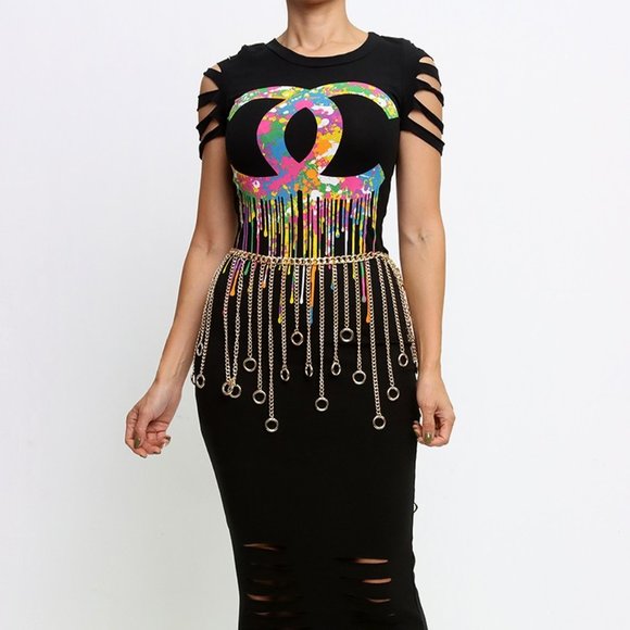Dresses & Skirts - Cute Distressed Midi Black Dress